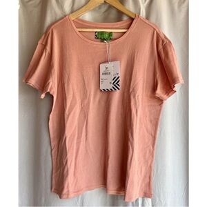 Free People x Sandrine Rose T-Shirt Women Crewneck Pink Petal Short Sleeve Tee